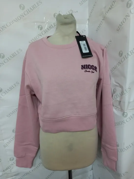 NICCE SPORTS CLUB LOGO CROP CREW NECK IN PINK SIZE S