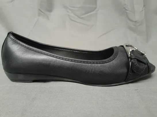 BOXED PAIR OF SOFIA PEEP TOE SLIP-ON SHOES IN BLACK EU SIZE 38