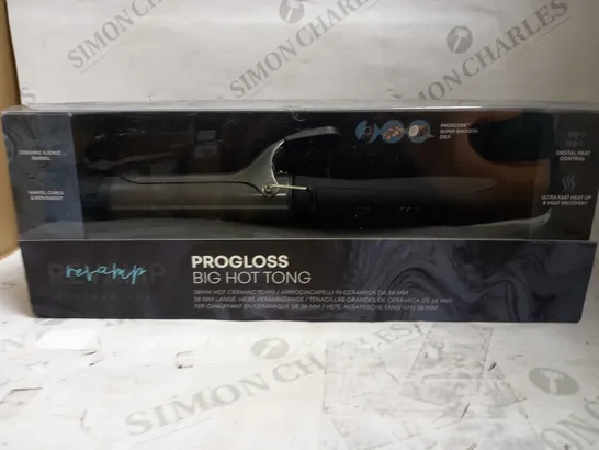 BOXED REVAMP PROFESSIONAL PROGLOSS BIG HOT TONG 38MM CERAMIC CURLING TONG