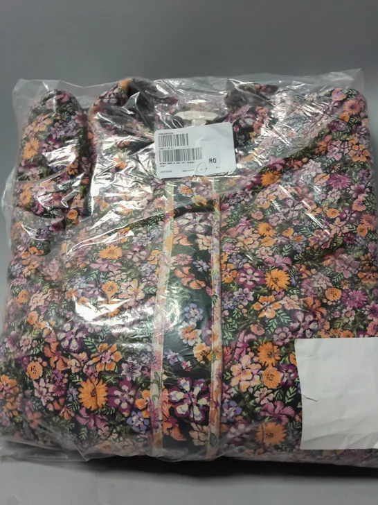 DITSY FLORAL AND IKAT PRINT QUILTED JACKET IN LENZING SIZE L 