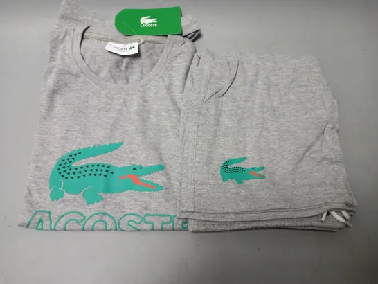 LACOSTE T-SHIRT AND SHORTS JOGGING SET IN GREY - MEDIUM