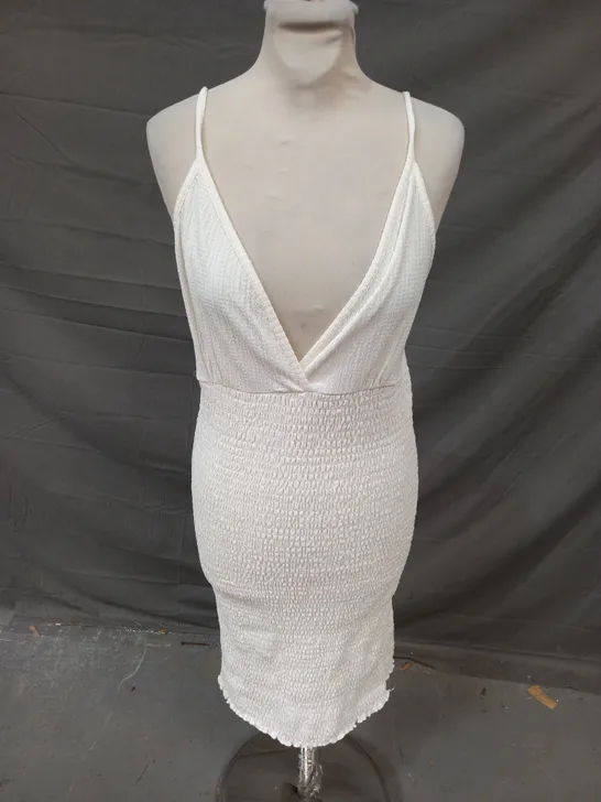 .OBJECT STRAP JERSEY DRESS IN CLOUD DANCER SIZE L