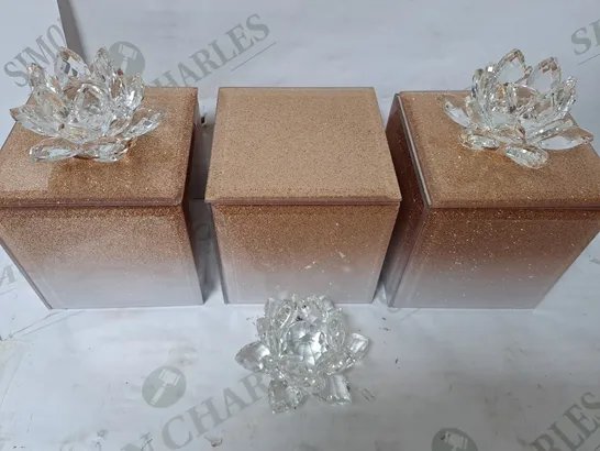 JM BY JULIEN MACDONALD SET OF 3 GLITTER GLASS TRINKET BOXES