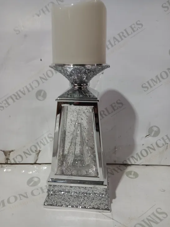 JULIEN MACDONALD FLAMELESS SWIRLING GLITTER CHRISTMAS TREE CANDLE HOLDER