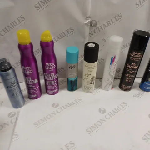 APPROXIMATELY 10 COSMETICS TO INCLUDE BED HEAD QEEN FOR A DAY, DRY SHAMPOO, AND BOOT ODOUR CONTROL ETC. 