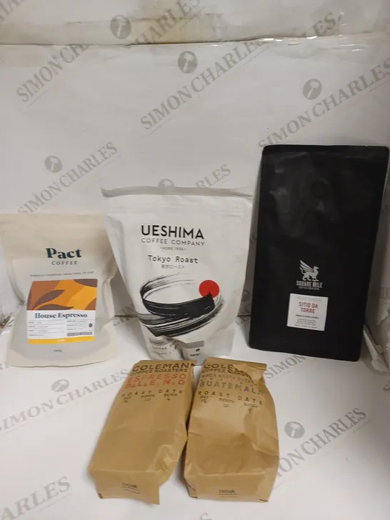 APPROXIMATELY 10 ASSORTED COFFEE PRODUCTS TO INCLUDE UESHIMA, PACT COFFEE, SQUARE MILE ETC