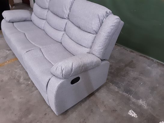 DESIGNER GREY FABRIC 3-SEATER MANUAL RECLINE SOFA - MISSING ONE SIDE PIECE