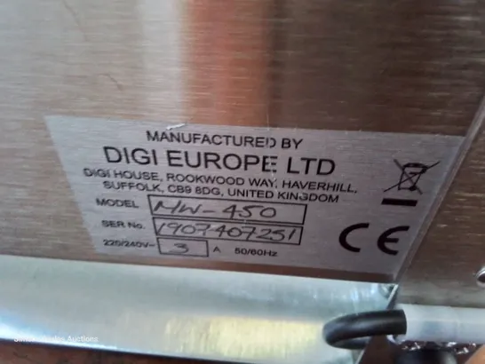 DIGI EUROPE COUNTERTOP TRAY WRAPPING MACHINE - STAINLESS STEEL - MODEL MW450 - 240V