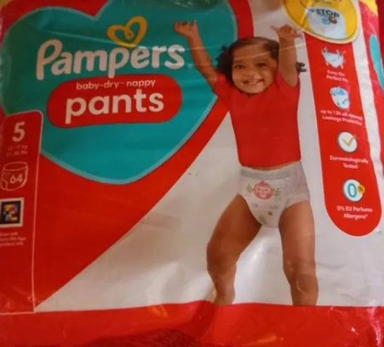 A BOX OF 64 NAPPY PANTS FOR AGE 5 OR 12-17 KG