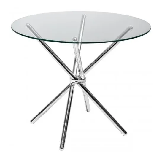 BOXED CRISS-CROSS GLASS ROUND DINING TABLE (2 BOXES)