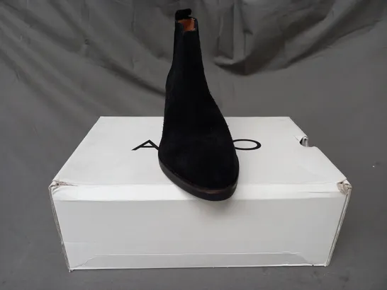 BOXED PAIR OF ALDO EDAECIA SUEDE ANKLE BOOTS IN BLACK EU SIZE 36