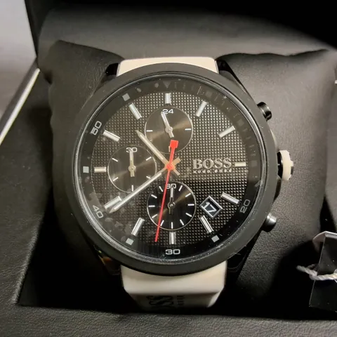 HUGO BOSS ALL STAINLESS STEEL BLACK DIAL GENTS WATCH 