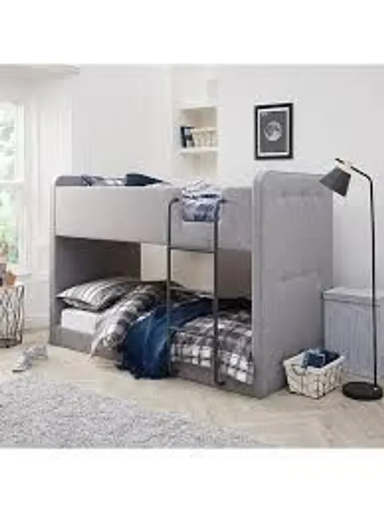 BOXED CHARLIE FABRIC BUNK BED - GREY (4 BOXES)