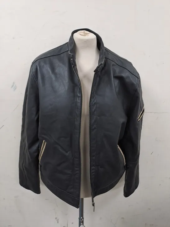 FERAUD LEATHER ZIP THROUGH JACKET - M