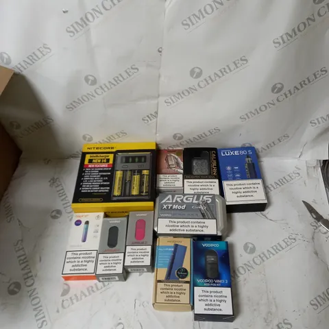 BOX OF APPROXIMATELY 10 ECIG PRODUCTS TO INCLUDE ASPIRE , INNOKIN, VOOPOO