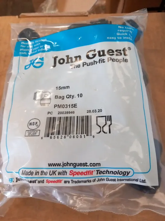 PALLET OF APPROXIMATELY 18 BOXES OF 250 SPEEDFIT JOHN GUEST PM0315SE PUSH FIT FITTINGS