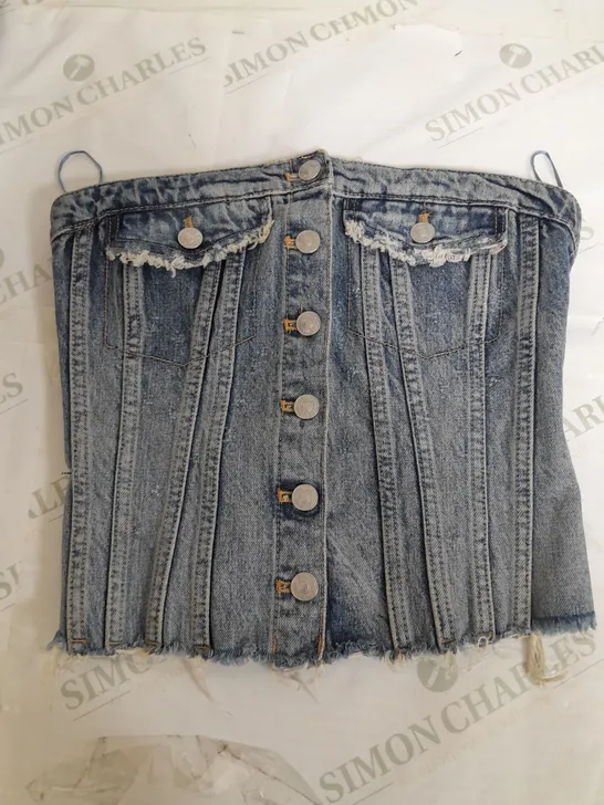 ZARA WASHED DENIM CORSET TOP - SMALL