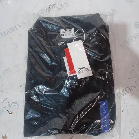 SLAZENGER PLAIN BLACK POLO SHIRT - LARGE