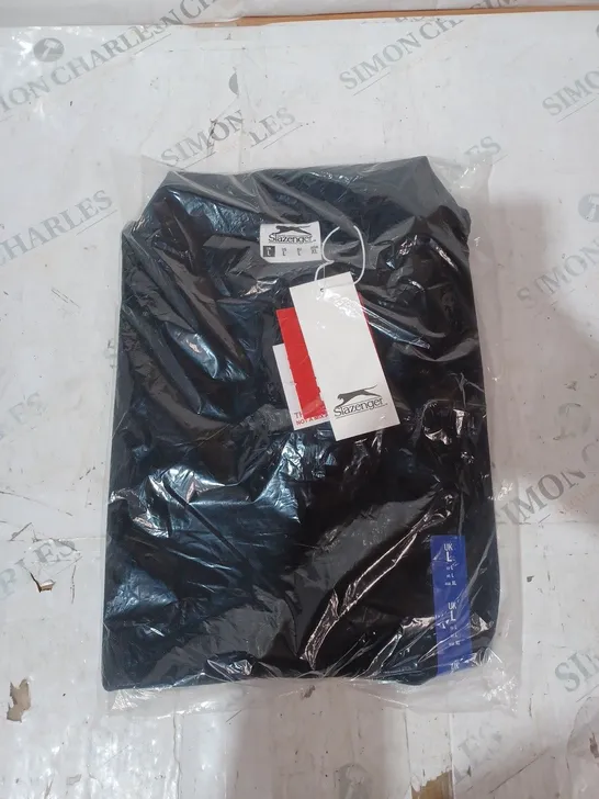 SLAZENGER PLAIN BLACK POLO SHIRT - LARGE