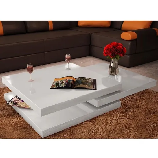 BOXED DESIGNER 3 LAYER COFFEE TABLE WHITE (2 BOXES)