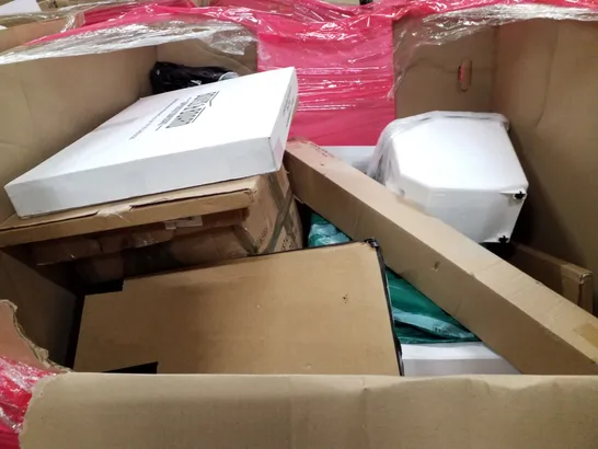 PALLET OF ASSORTED PRODUCTS INCLUDING TOILET SEAT, PICTURE FRAME, KICK PADS, ELECTRONIC KEYBOARD, SOLAR TABLE LIGHT