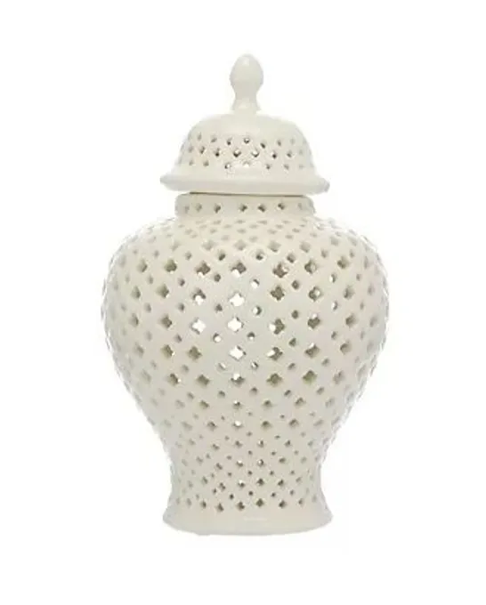 OTTERS BROOK 27CM WHITE CERAMIC CUT-OUT GINGER JAR