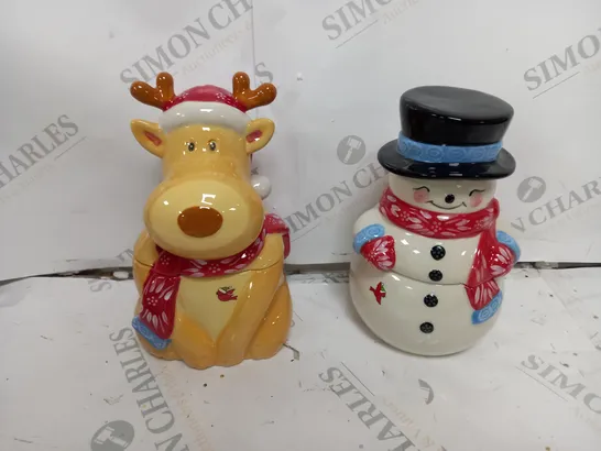 BOXED TEMP-TATIONS 180Z CHRISTMAS JAR REINDEER & SNOWMAN