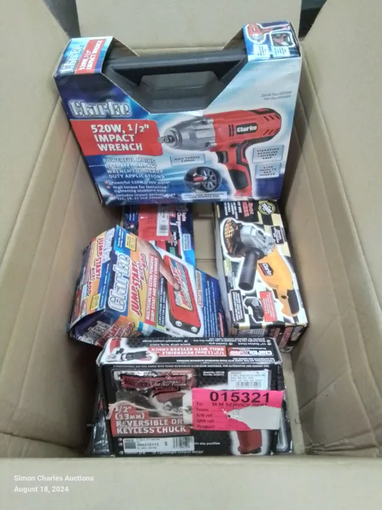 LOT CONTAINING VARIOUS TOOLS TO INCLUDE AIR NEEDLE SCALER, JUMP START MICR 400, 520W IMPACT WRENCH, ETC.