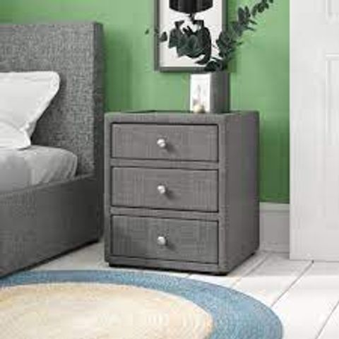 BOXED DAVENEY 3-DRAWER SLATE COLOURED BEDSIDE TABLE (1 BOX)