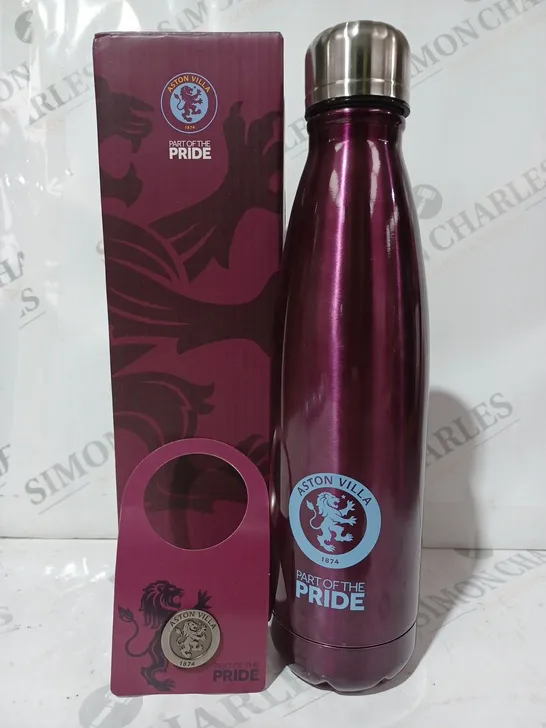 BOXED ASTON VILLA PART OF THE PRIDE BOTTLE AND BADGE SET