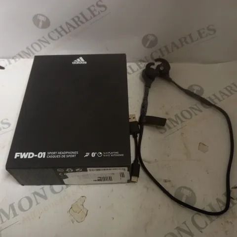 BOXED ADIDAS FWD-01 SPORTS HEADPHONES IN BLACK