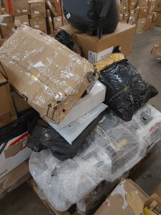 PALLET OF ASSORTED HOUSEHOLD PRODUCTS AND INCOMPLETE BOXED FURNITURE PARTS