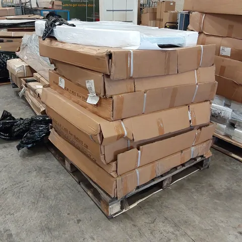 PALLET OF AQUALINE SHOWER CABIN PARTS AND 1 CAVALIER QUADRANT SHOWER TRAY