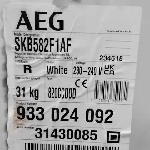 AEG SKB582F1AF SMALL FRIDGE RRP £467.00