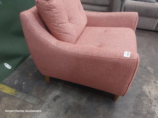 QUALITY BRITISH DESIGNER G PLAN EDWARD EASY CHAIR FIZZLE RHUBARB FABRIC 