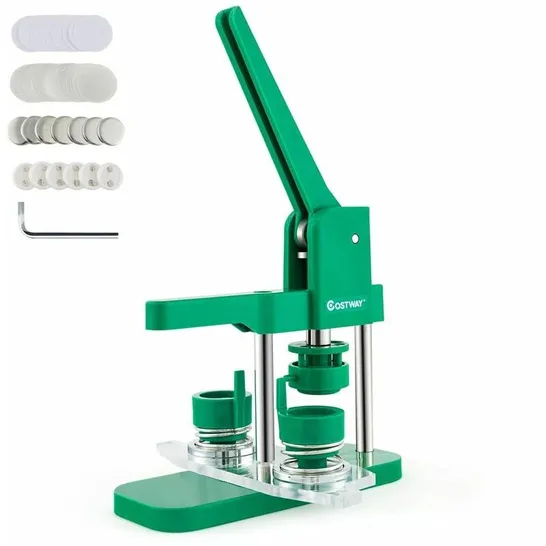 BOXED 25mm BUTTON MAKER MACHINE WITH 1000 PIECES BUTTON PARTS - GREEN