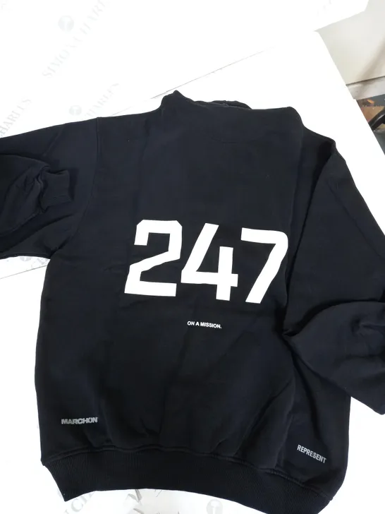 REPRESENT TEAM 247 OVERSIZED HOODIE X MARCHON - BLACK - SMALL