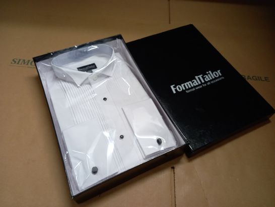 BOXED FORMAL TAILOR WHITE LONG SLEEVE SHIRT - 15.5" 39CM