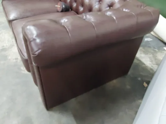 DESIGNER CHESTERFIELD TWO SEATER SOFA CHESTNUT LEATHER 