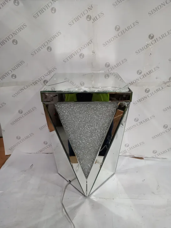 BOXED JULIEN MACDONALD LIGHT-UP ENCAPSULATED CRYSTAL SIDE TABLE - SILVER - COLLECTION ONLY