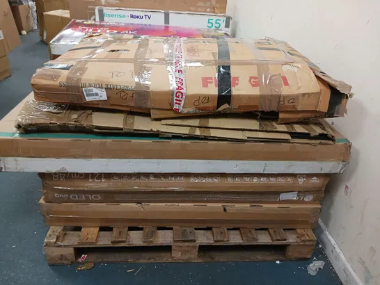 PALLET OF 5 DAMAGED TVS TO INCLUDE ROKU SMART 4K AND HISENSE SMART 4K ETC - COLLECTION ONLY