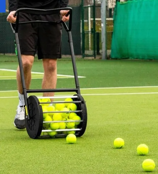 BOXED VERMONT TENNIS BALL ROLLER MOWER & HOPPER