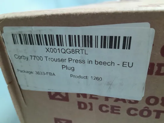 BOXED CORBY 7700 TROUSER PRESS BEECH