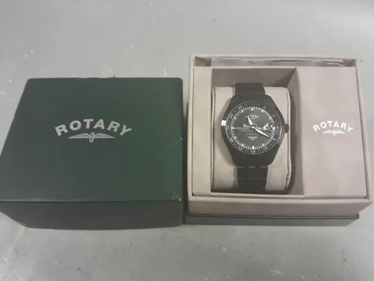 ROTARY STAINLESS STEEL SAPPHIRE CRYSTAL BLACK GENTS WATCH