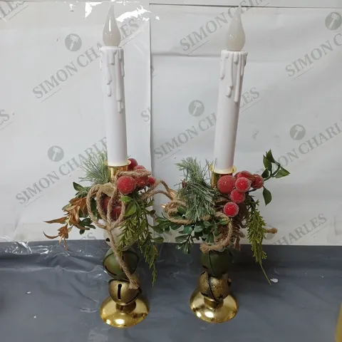 JINGLE BELL TAPERS LED CANDLE HOLDERS 