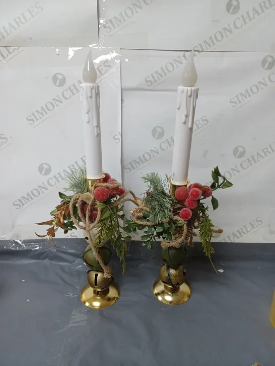 JINGLE BELL TAPERS LED CANDLE HOLDERS 