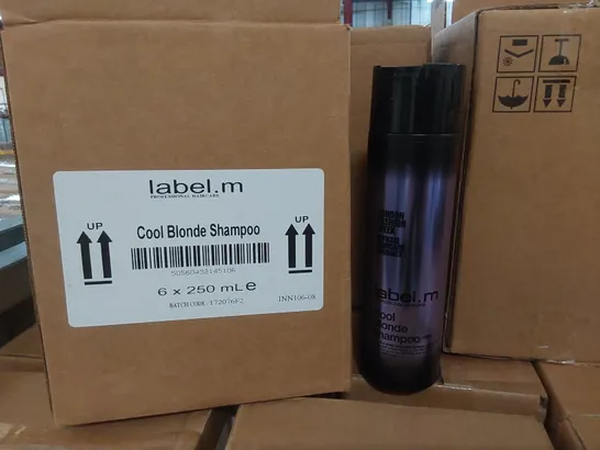 CAGE TO CONTAIN APPROX 105 X BOXES OF LABEL.M COOL BLONDE SHAMPOO - 6 X 250ml BOTTLES PER BOX // CAGE NOT INCLUDED IN 