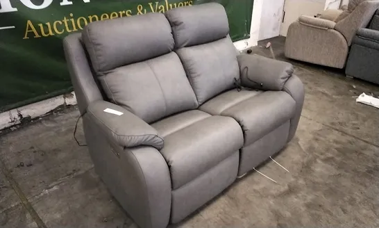 QUALITY BRITISH DESIGNED & MANUFACTURED G PLAN KINGSBURY 2 SEATER POWER RECLINER SOFA TEXAS CHARCOAL LEATHER