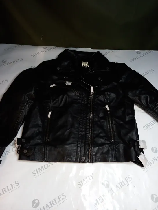 BIBA LEATHER BIKER JACKET IN BLACK - SIZE 14