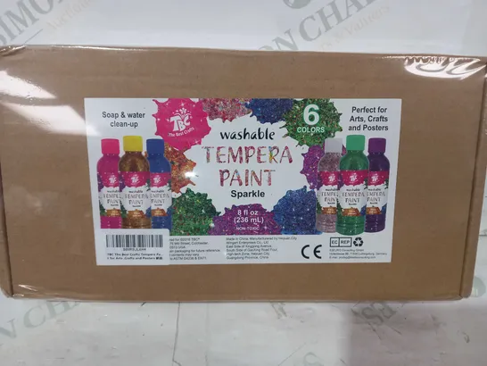 TBC THE BEST CRAFTS WASHABLE TEMPERA PAINT - SPARKLE 6 COLOURS - 8FL OZ (236ML)